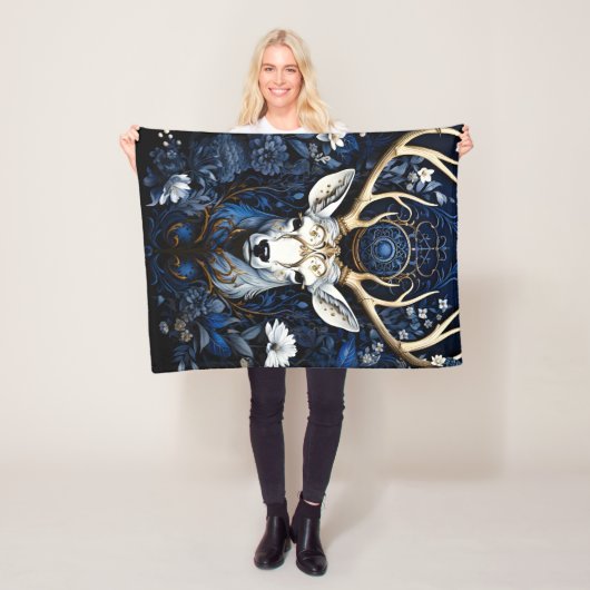 Mitternachts-Himmels-Blumen-Gotik-Hirsch Fleecedecke (Beispiel)