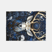 Mitternachts-Himmels-Blumen-Gotik-Hirsch Fleecedecke (Vorderseite (Horizontal))