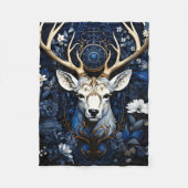 Mitternachts-Himmels-Blumen-Gotik-Hirsch Fleecedecke (Vorderseite)
