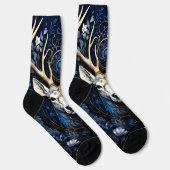 Mitternachts-Himmels-Blumen-Gotik-Hirsch Socken (Rechts)