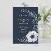 Mitternachts-Himmels-Botanische Anemone Save The Date (Stehend Vorderseite)