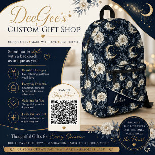Mitternachts-Himmelsblumen- und Mondsichel-Design Bedruckter Rucksack