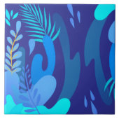 Mitternachts-Indigo-Botanik-Zierfliese Fliese (Vorderseite)
