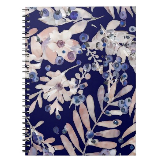 Mitternachts Indigo Eukalyptus & Blaubeer Botanik Notizblock (Vorderseite)