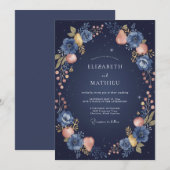 Mitternachts Indigo Frucht Eukalyptus Hochzeit Einladung (Vorne/Hinten)