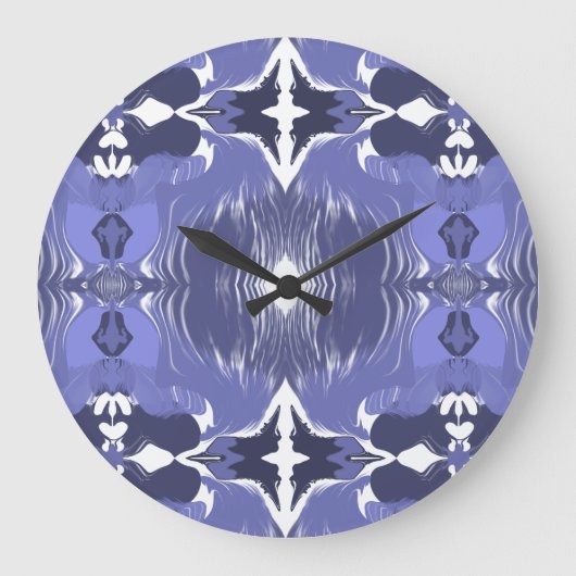 Mitternachts-Indigo-Kaleidoskop  Große Wanduhr (Vorderseite)