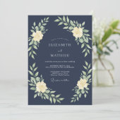 Mitternachts Indigo-Laub-Eukalyptus-Hochzeit Einladung (Stehend Vorderseite)