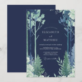 Mitternachts-Kiefer-Wald-Eukalyptus-Hochzeit Einladung (Vorne/Hinten)