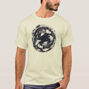 Mitternachts-Koi-Kreis Japanisch inspirierter Luxu T-Shirt