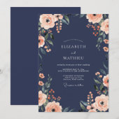 Mitternachts-Korallen-Hochzeit Einladung (Vorne/Hinten)
