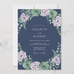 Mitternachts-Lilien-Kranz-Hochzeit Einladung