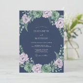 Mitternachts-Lilien-Kranz-Hochzeit Einladung (Stehend Vorderseite)