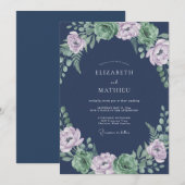 Mitternachts-Lilien-Kranz-Hochzeit Einladung (Vorne/Hinten)