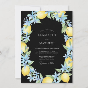 Mitternachts-Limonen-Azura-Eukalyptus-Hochzeit Einladung