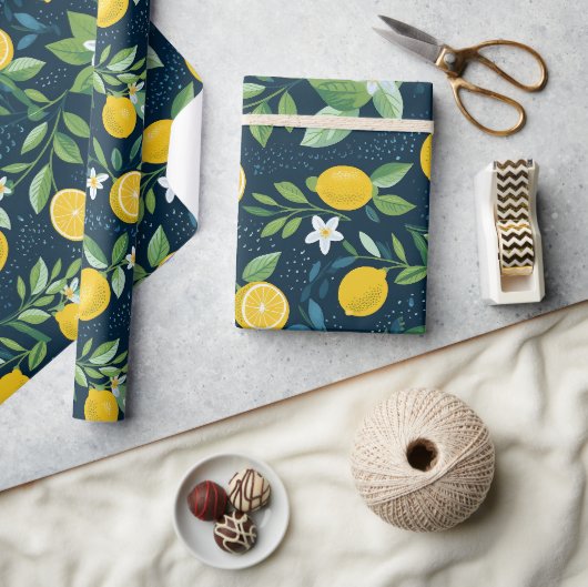 Mitternachts-Limonenblüten-Geschenk Geschenkpapier (Kunsthandwerk)