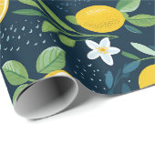 Mitternachts-Limonenblüten-Geschenk Geschenkpapier (Rolleneckpunkt)
