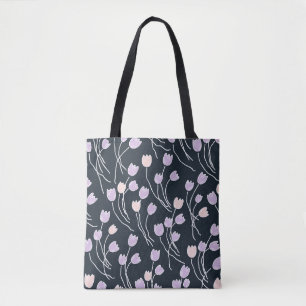 Mitternachts-Magie-Dunkle-Floral-Skizzenhafte Tulp Tasche