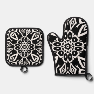 Mitternachts-Mandala Ofenhandschuh & Topflappen-Set