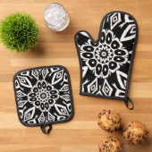 Mitternachts-Mandala Ofenhandschuh & Topflappen-Set (Oben Unten)
