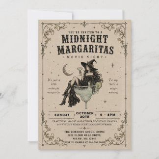 Mitternachts-Margaritas-Gothic-Hexen-Halloween-Par Einladung