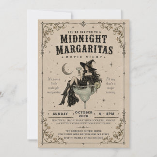Mitternachts-Margaritas-Gothic-Hexen-Halloween-Par Einladung