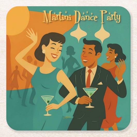 Mitternachts-Martini-Tanzparty Rechteckiger Pappuntersetzer (Vorderseite)