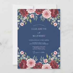 Mitternachts-Merlot-Dahlia-Hochzeit Einladung
