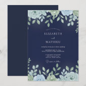 Mitternachts-Minzblatt-Hochzeit Einladung (Vorne/Hinten)