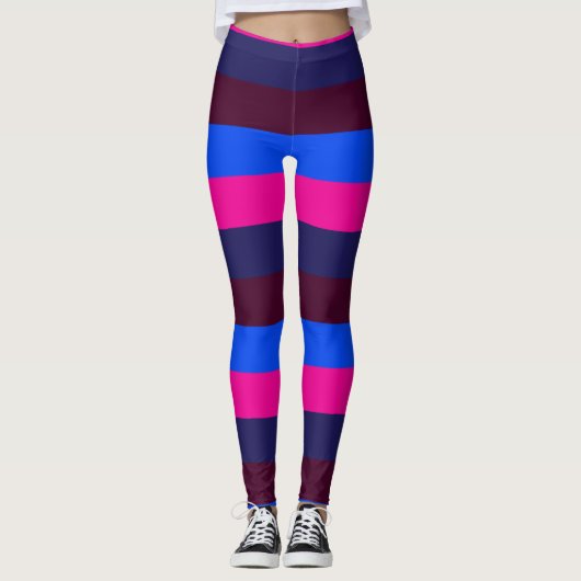 Mitternachts Neonstreifen Leggings (Vorderseite)