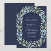 Mitternachts-Olivenzweig-Sage-Hochzeit Einladung (Vorne/Hinten)