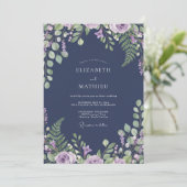 Mitternachts-Orchideen-Farn-Hochzeit Einladung (Stehend Vorderseite)