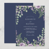 Mitternachts-Orchideen-Farn-Hochzeit Einladung (Vorne/Hinten)