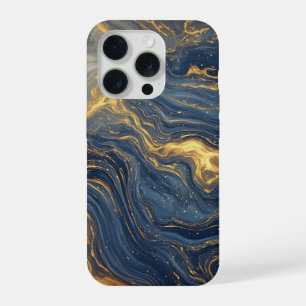 Mitternachts-Ozean-Marmor-Glanz ✨ Gold Wirbel Eleg iPhone 15 Pro Hülle