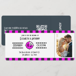 Mitternachts-Pflaume, Neon-Pink und Dunkelcharcoal Einladung
