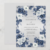 Mitternachts-Rosen-Hochzeit Einladung (Vorne/Hinten)