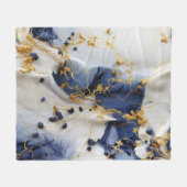 Mitternachts Saphir-Marmor mit Goldfäden Fleecedecke (Vorderseite (Horizontal))