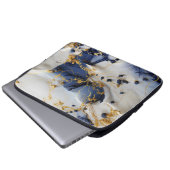 Mitternachts Saphir-Marmor mit Goldfäden Laptopschutzhülle (Vorne Knopf)