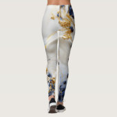Mitternachts Saphir-Marmor mit Goldfäden Leggings (Rückseite)