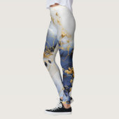 Mitternachts Saphir-Marmor mit Goldfäden Leggings (Links)