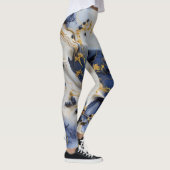 Mitternachts Saphir-Marmor mit Goldfäden Leggings (Rechts)