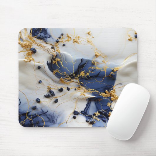 Mitternachts Saphir-Marmor mit Goldfäden Mousepad (Mit Mouse)
