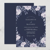 Mitternachts-Schiefer-Blumenhochzeit Einladung (Vorne/Hinten)