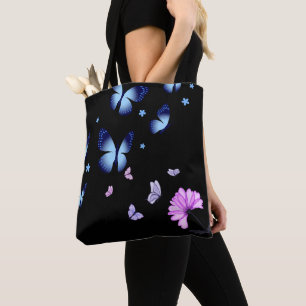 Mitternachts-Schmetterlings-Blumen-Schulter-Tote-T Tasche