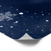 Mitternachts-Schneeflocken Willkommen Baby Shower Poster (Ecke)