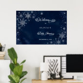 Mitternachts-Schneeflocken Willkommen Baby Shower Poster (Heimbüro)