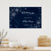 Mitternachts-Schneeflocken Willkommen Baby Shower Poster (Küche)