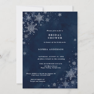 Mitternachts-Schneeflocken Winter Brautparty Einladung