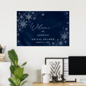 Mitternachts-Schneeflocken Winter Brautparty Willk Poster (Heimbüro)