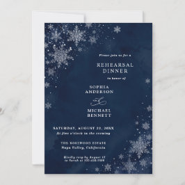 Mitternachts-Schneeflocken Winter-Hochzeitsprobe Einladung