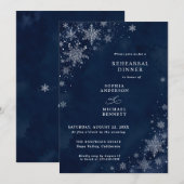 Mitternachts-Schneeflocken Winter-Hochzeitsprobe Einladung (Vorne/Hinten)